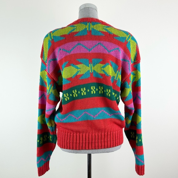 Vintage Lizwear Bright Colorful Multi Geometric Knit Sweater Size Large‎ - Picture 4 of 10